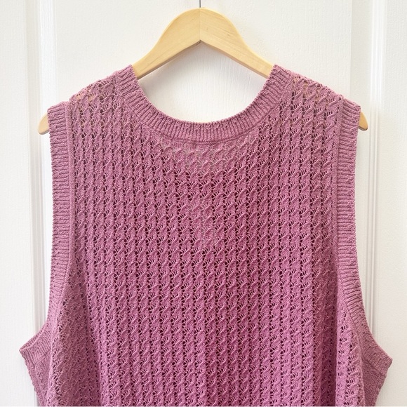 Penningtons Sleeveless Crochet Cotton Sweater Tank with Ribbed Bands Pink 4X NWT - Picture 9 of 15